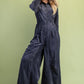 Textured Velveteen Jumpsuit - Cool Gray