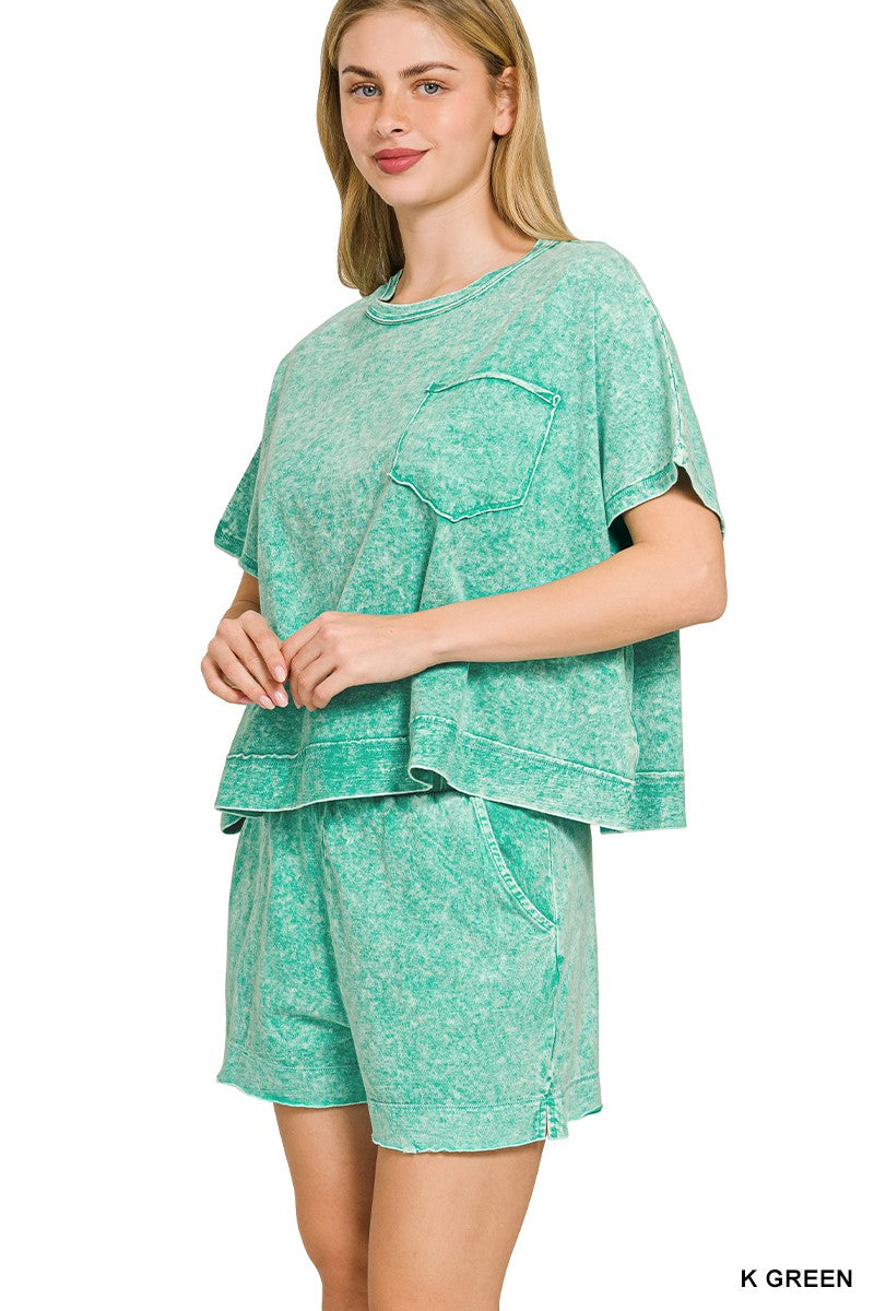 Hadley Halo Washed Shorts - Green