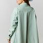 Faux Leather Button Down Dress - Green