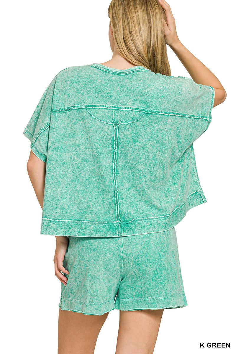 Hadley Halo Washed Shorts - Green