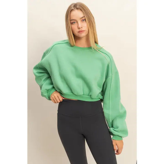 ARCHIE CROPPED SWEATSHIRT - GREEN