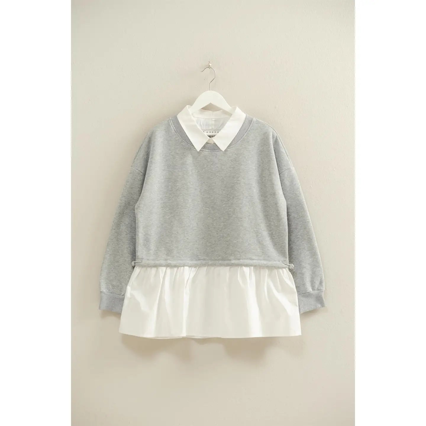 Collared Mixed Media Sweatshirt