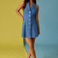 denim halter neck mini dress