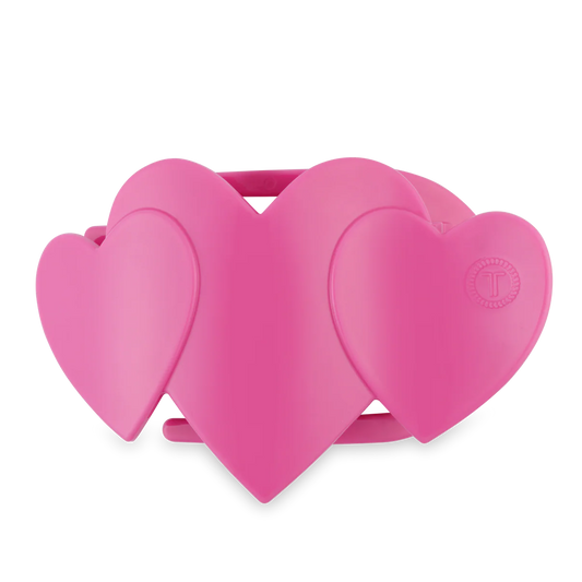 Teleties - Flat Hair Clip - Heart to Heart - Pink - Medium