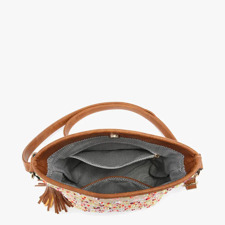 Herringbone Tasseled Crossbody