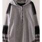Plaid Contrast Hoodie Pullover - Gray
