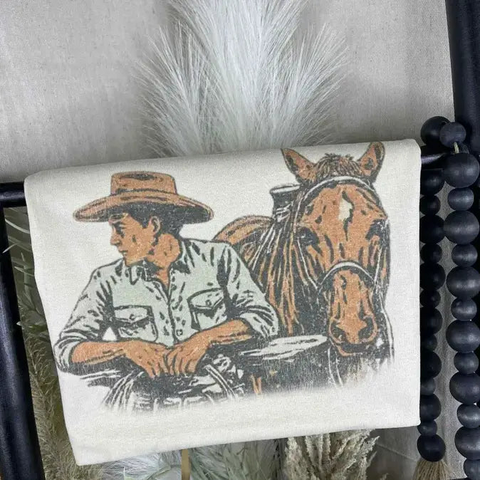 Cowboy and His Horse Graphic Tee