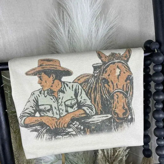 Cowboy and His Horse Graphic Tee