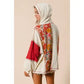 knit and print mixed hoodie top