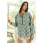 washed checker denim half zip hoodie