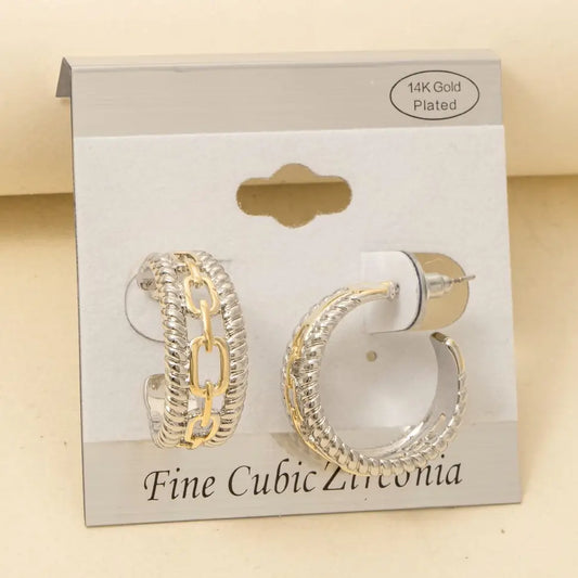 Two Tone Chain Hoops