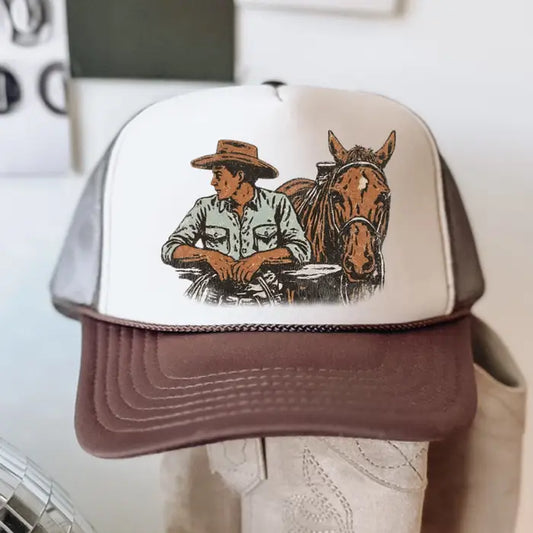 Cowboy and His Horse Trucker Hat