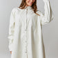 Faux Leather Button Down Dress - Ivory