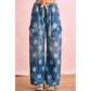 Washed Polka Dot Cargo Barrel Pants