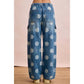 Washed Polka Dot Cargo Barrel Pants