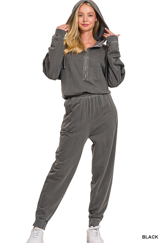 Brittany Hooded Jumpsuit - Gray