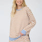 Striped Boxy Long Sleeve Knit Top - Khaki Multi