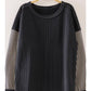 kyle contrast ribbed top - charcoal
