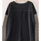 kyle contrast ribbed top - charcoal