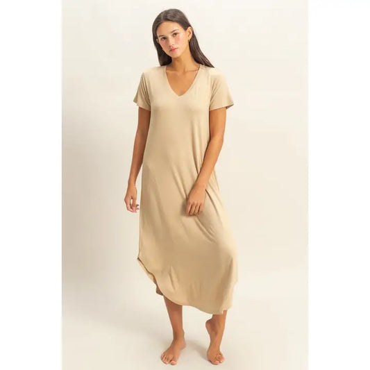 Short Sleeve Midi Dress
