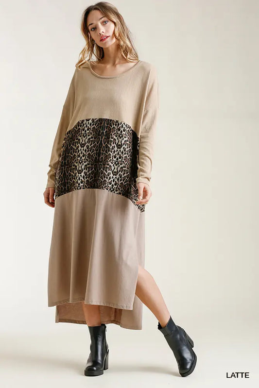 Latte Leopard Colorblock Dress