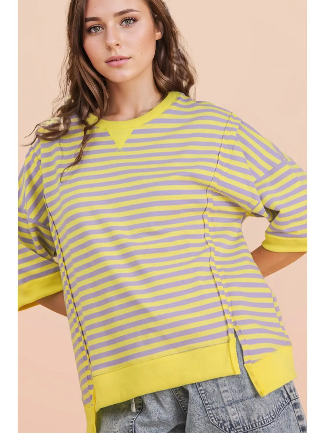 Neon Nights Striped Top - Lavender/Lemon