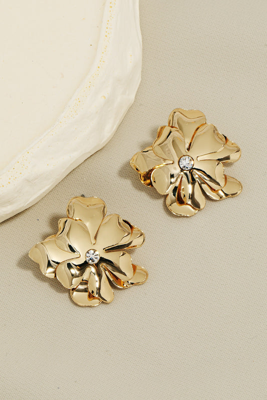 Metallic Layered Flower Studs