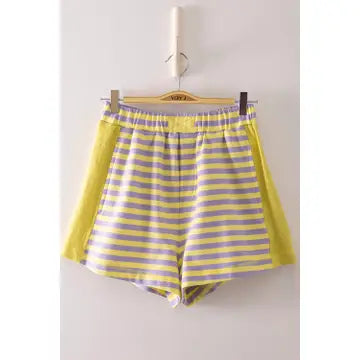 Neon Nights Striped Shorts - Lavender/Lemon