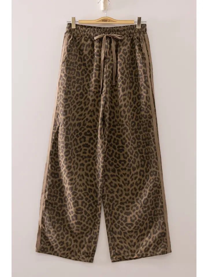 leopard contrast tape detail pants