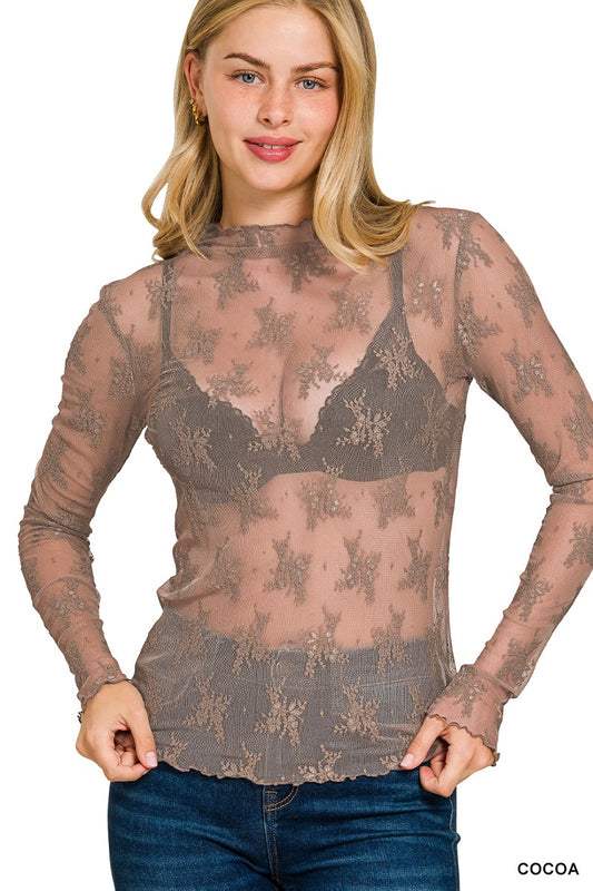 Lace Layering Top - Light Brown