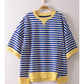 Neon Nights Striped Top - Blue/Cream