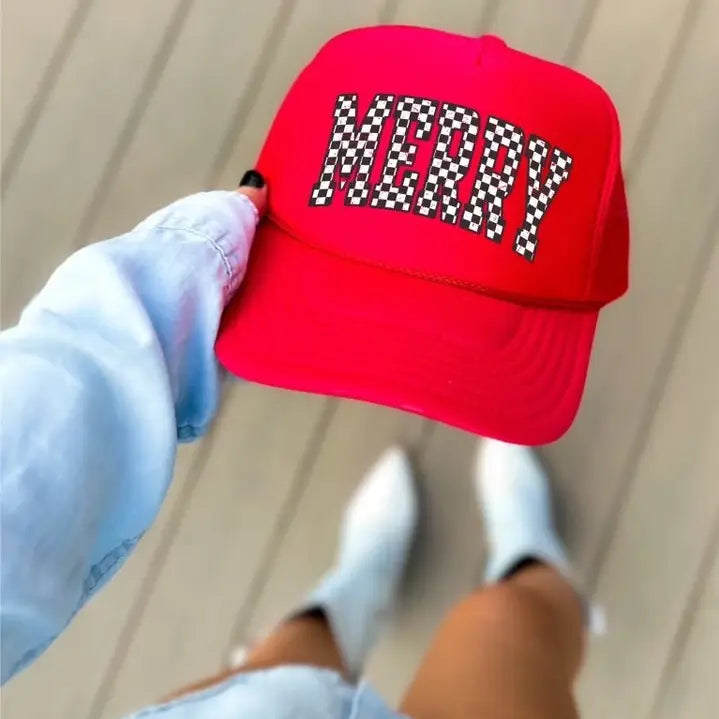 Checkered Merry Trucker Hat