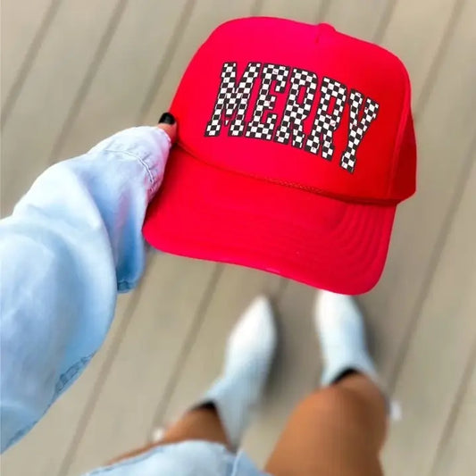 Checkered Merry Trucker Hat