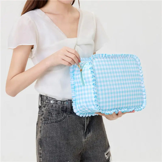 Ruffle Gingham Travel Bag - Mint