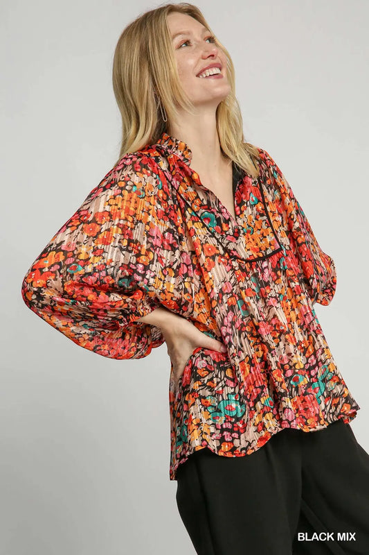 Lurex Floral Print Top