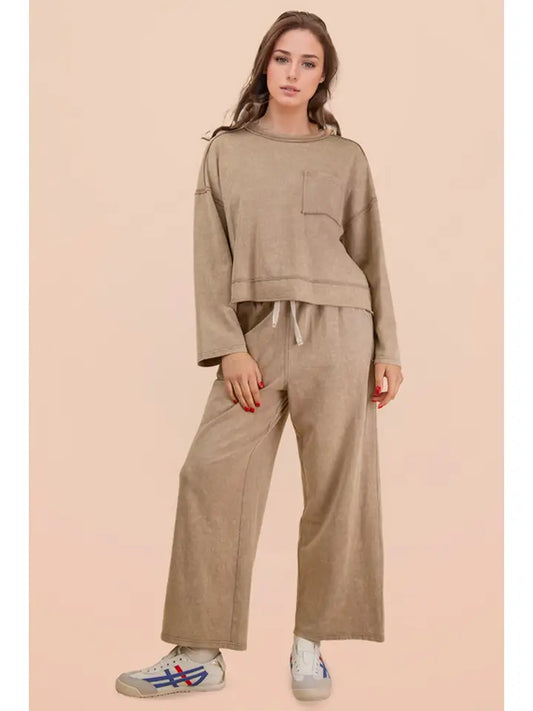 Mandi Mineral Washed Top - Mocha