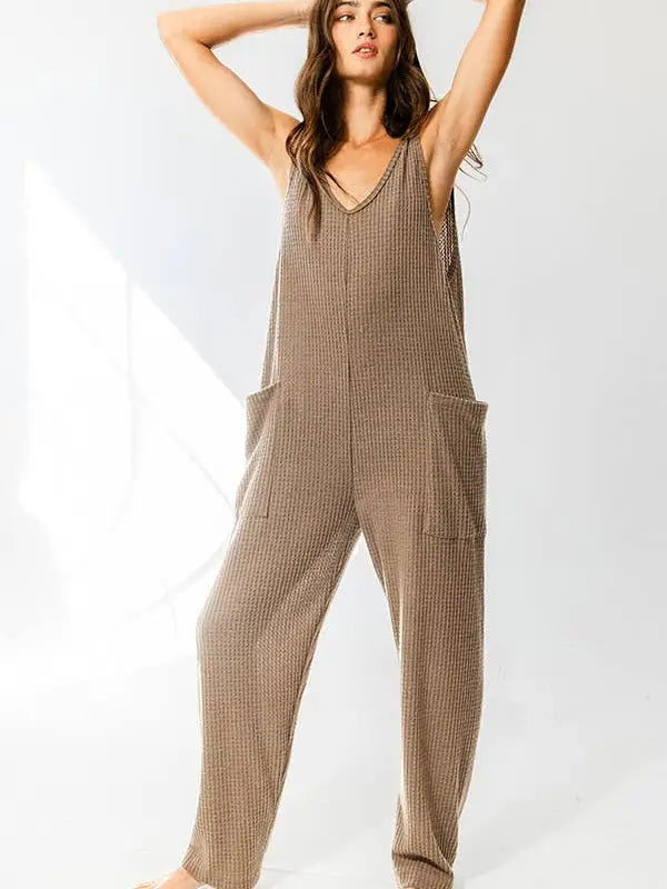 Don't Mind If I Do Jumpsuit - Mocha