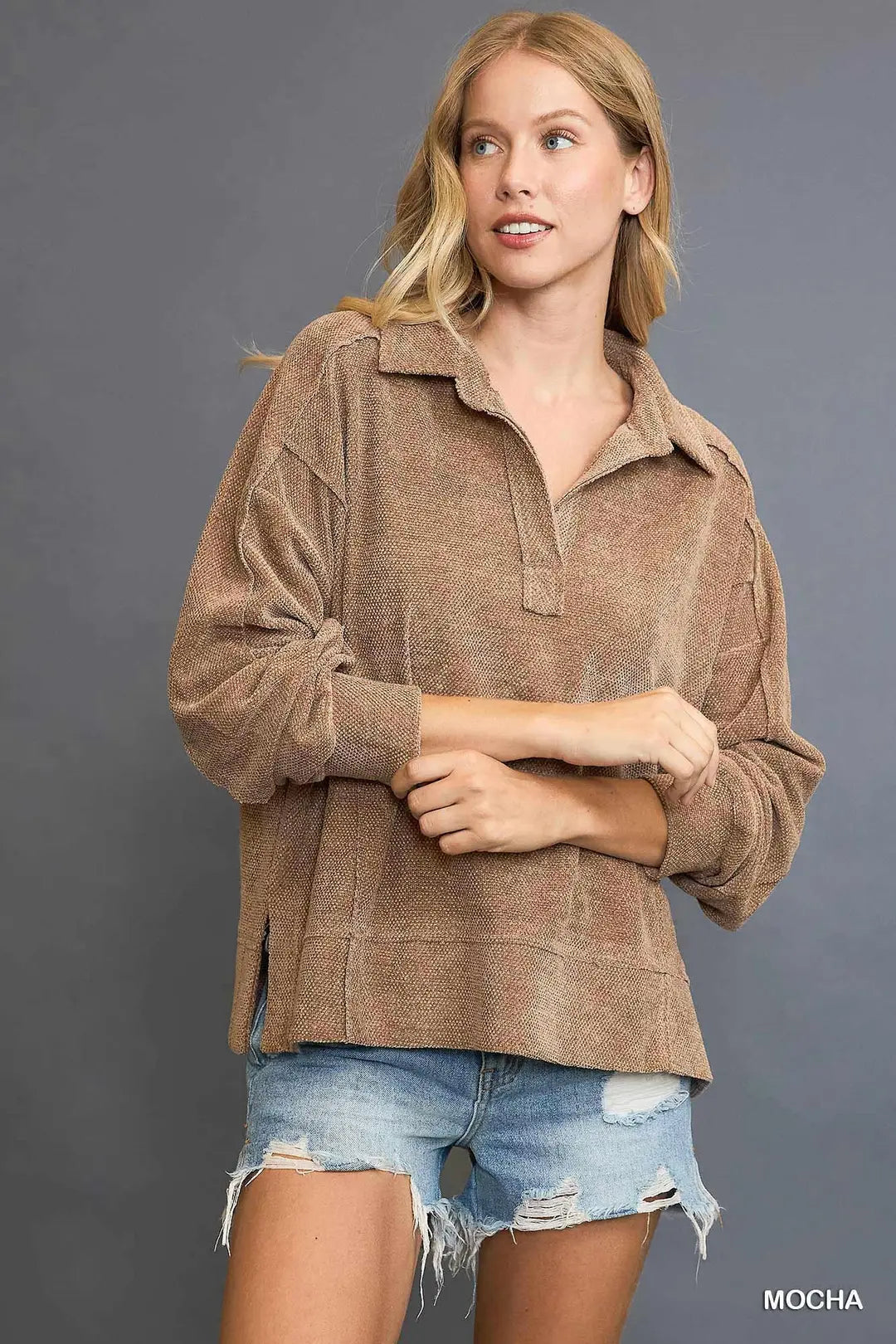 Tara Textured Top - Mocha