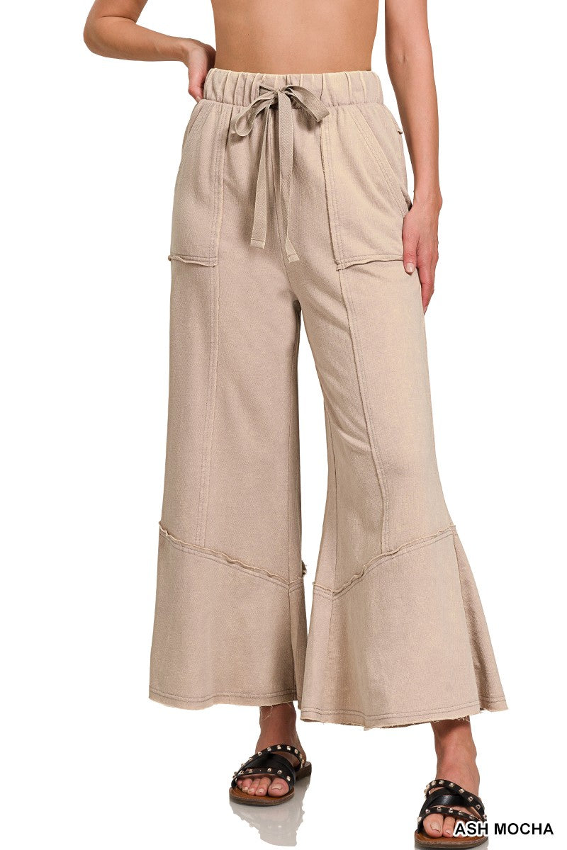 Abigail Exposed Seam Flare Pants - Ash Mocha
