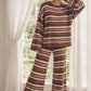 retro striped knit pants - mocha