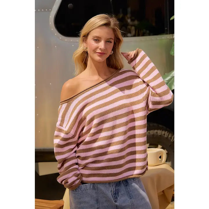 Chocolate Blush Cowl Neck Sweater