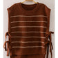 Striped Side Tie Top - Mocha