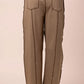 Contrast Stitch Casual Pants - Mocha