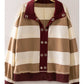 bold contrast striped top - mocha