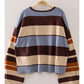 fall season multicolor sweater - chocolate