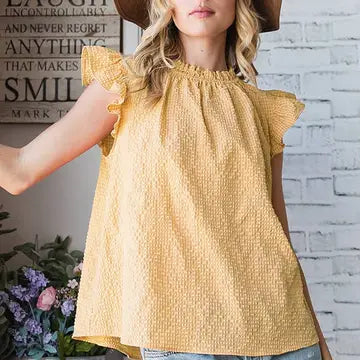 Ruffle Neck Textured Blouse