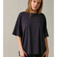 LOOK AT ME STRIPED MID RISE SKORT - BROWN/NAVY STRIPE