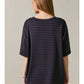 LOOK AT ME STRIPED MID RISE SKORT - BROWN/NAVY STRIPE