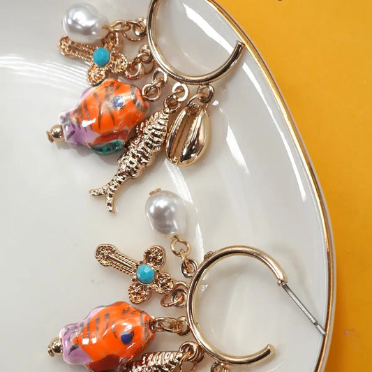 Ocean Charm Hoop Earrings