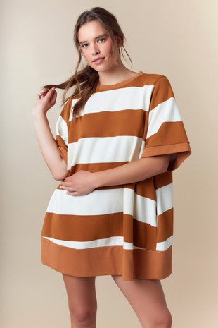 French Terry Striped Mini Dress